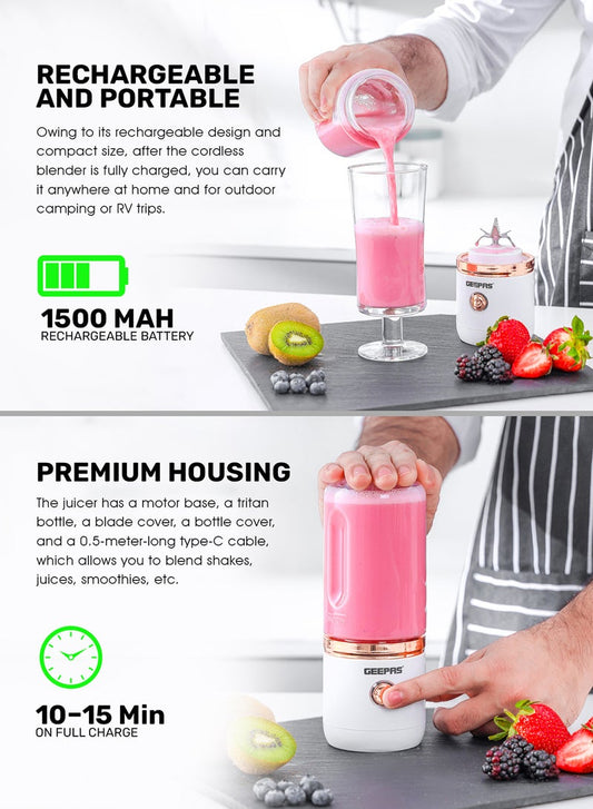 Geepas Portable Rechargeable Juicer - GSB44058