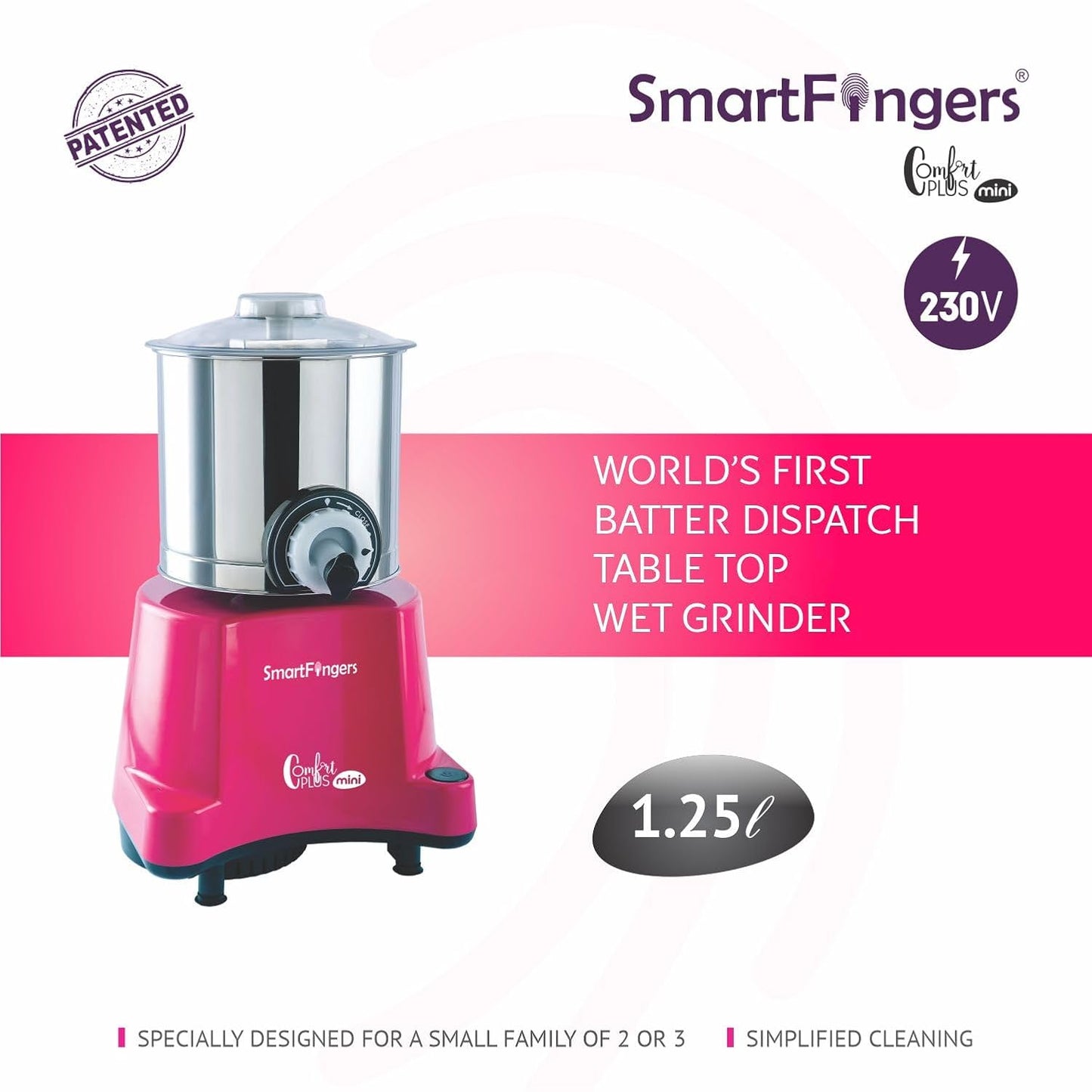 SmartFingers Comfort Plus Mini Tabletop Wet Grinder