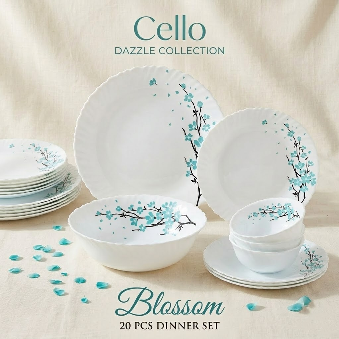 Cello 20pcs Blossom Dinner Set (Dazzle Collection)