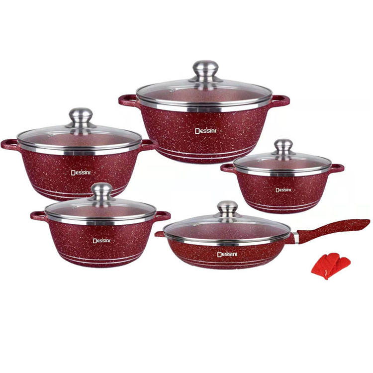 Dessini 12pc Deep Red - Cookware Set