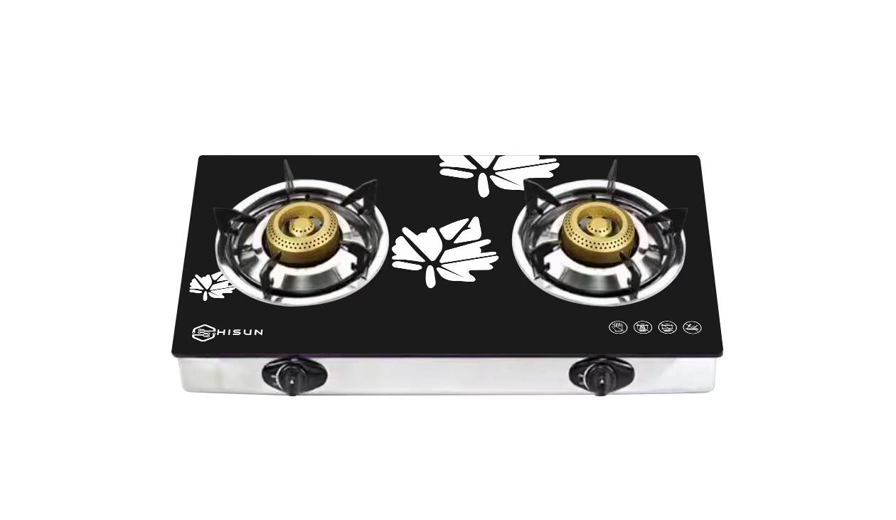 Gas stove with two burners on a white background