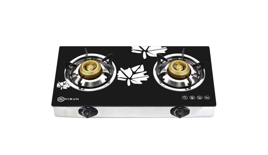Gas stove with two burners on a white background