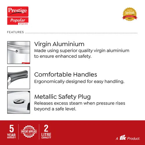 Prestige Popular Svachh Aluminium Pressure Cooker - 10164