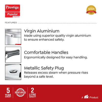 Prestige Popular Svachh Aluminium Pressure Cooker - 10164