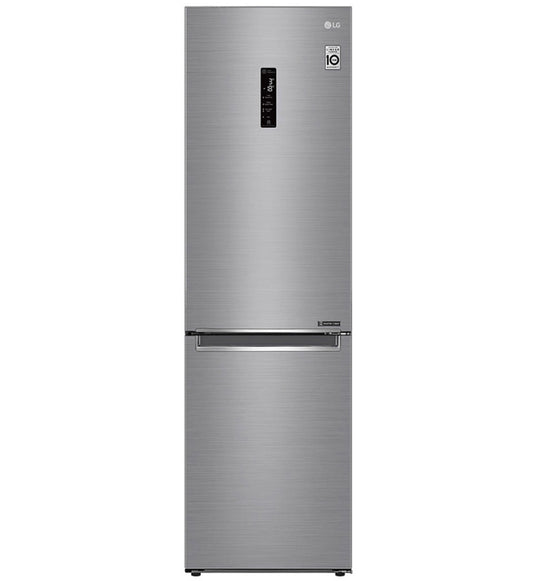 Stainless steel refrigerator on a white background