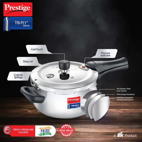 Prestige 3L Triply Pressure Cooker Handi - 20706