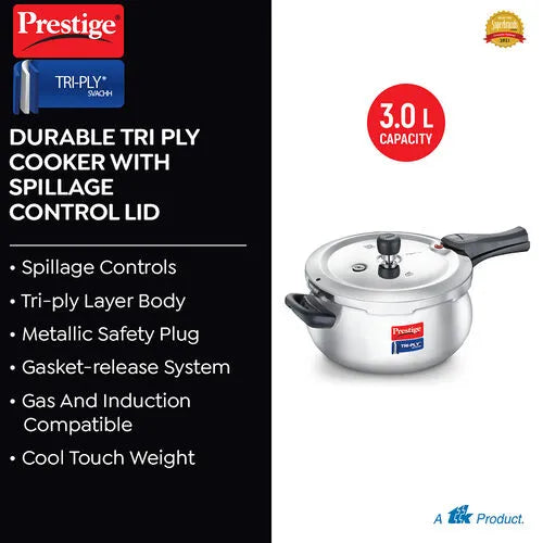 Prestige 3L Triply Pressure Cooker Handi - 20706
