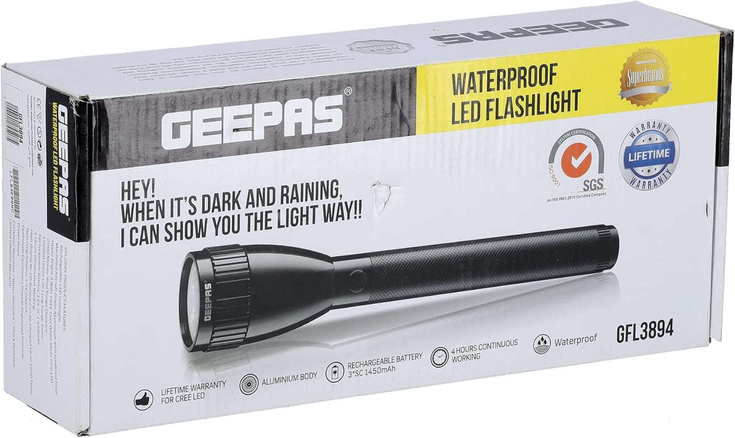 Geepas LED Flash Light 271MM Water Proof - GFL3894