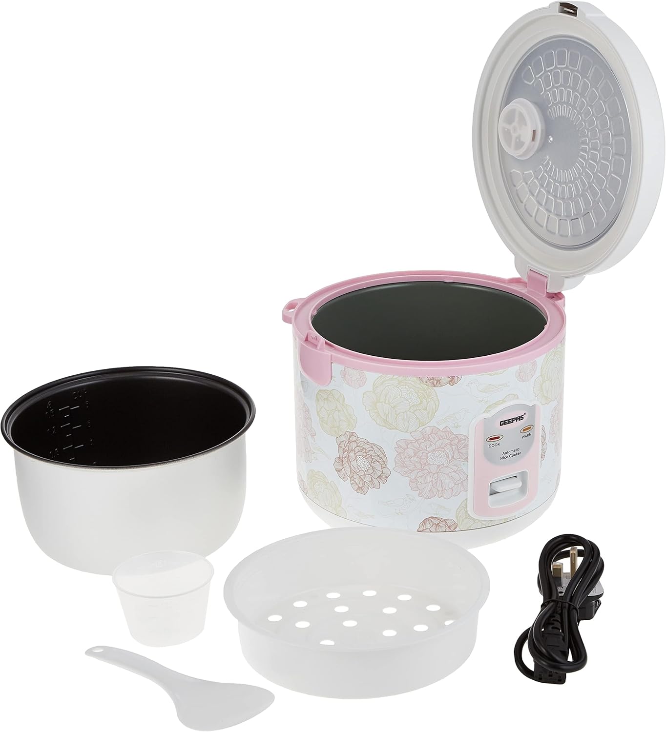 Geepas 1.5L Plastic Lid Rice Cooker - GRC4334N