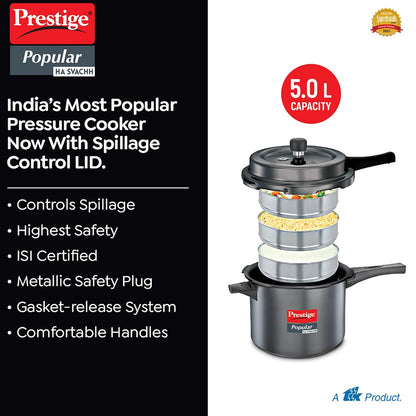 Prestige Popular 5L HA SVACHH Pressure Cooker Black - 2350