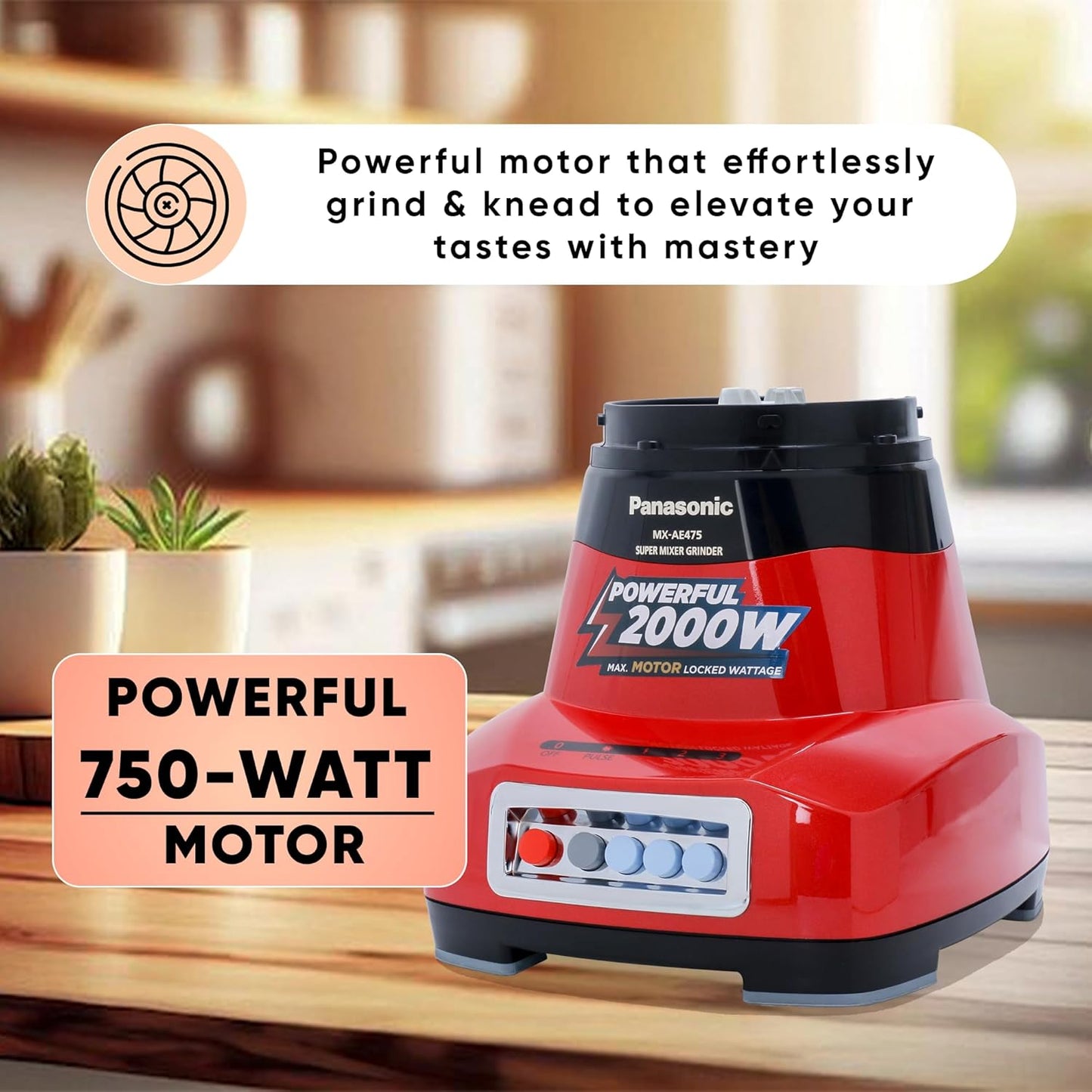 Panasonic 4 Jar Mixer Grinder Monster (Red) - MXAE475