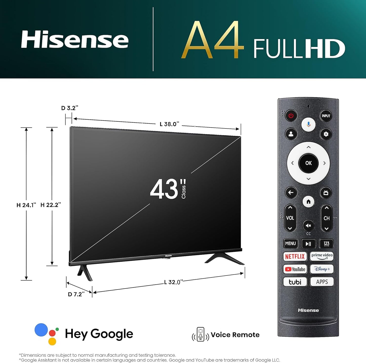 Hisense 43" Smart TV - 43A4K