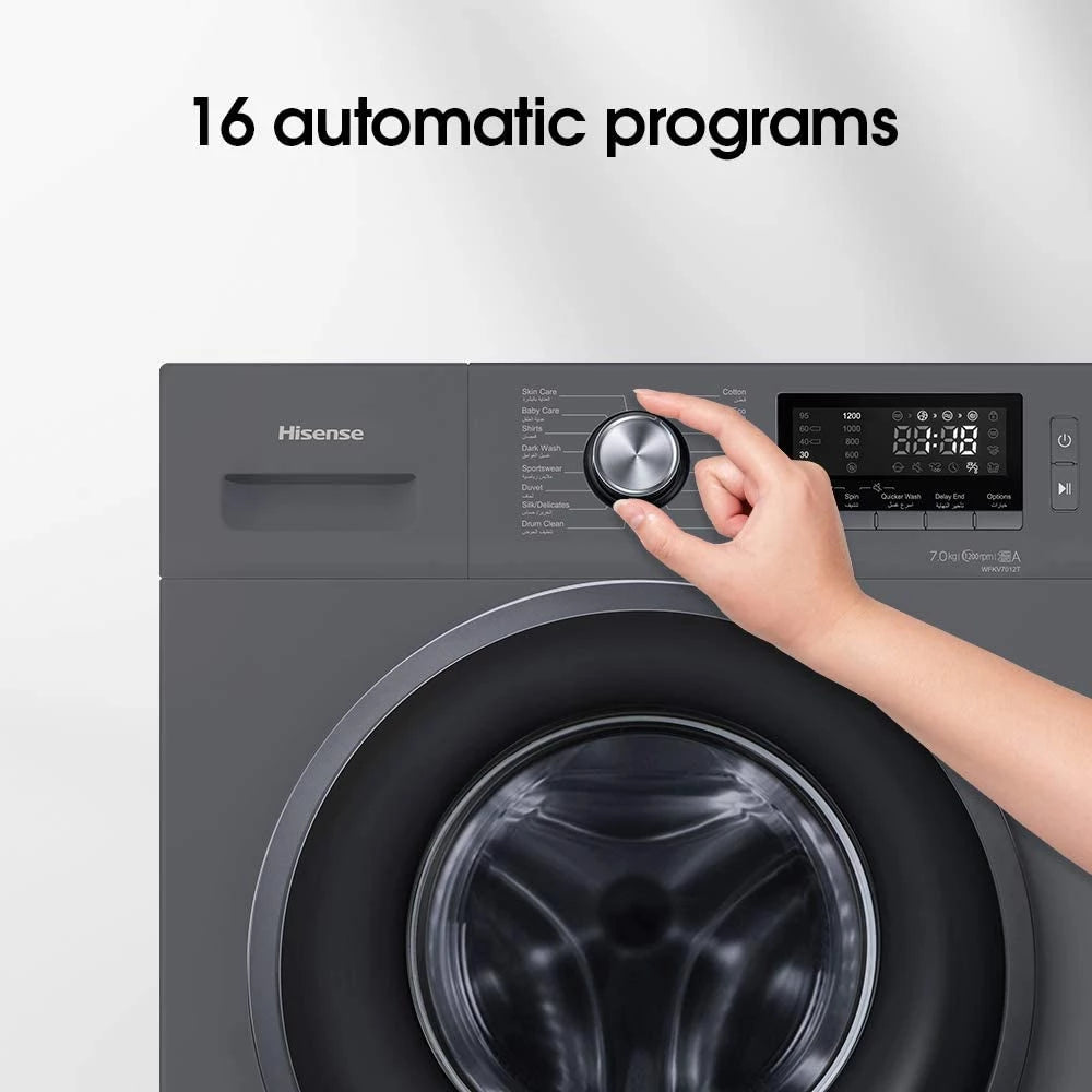 Hisense 7KG Front Load Washing Machine (White) - WFQP7012EVMT