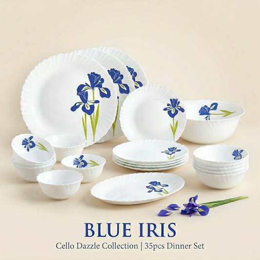 Cello 35pcs Blue Iris Dinner Set (Dazzle Collection)