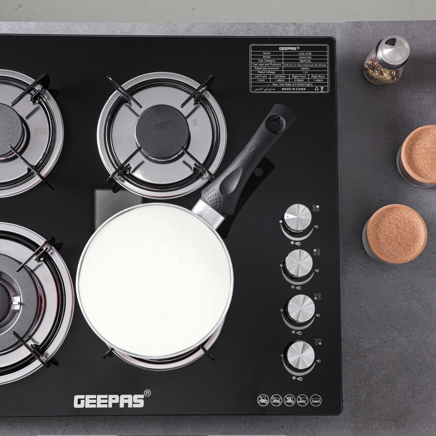 Geepas 4 Burner 2 in 1 Gas Hob - GK4410