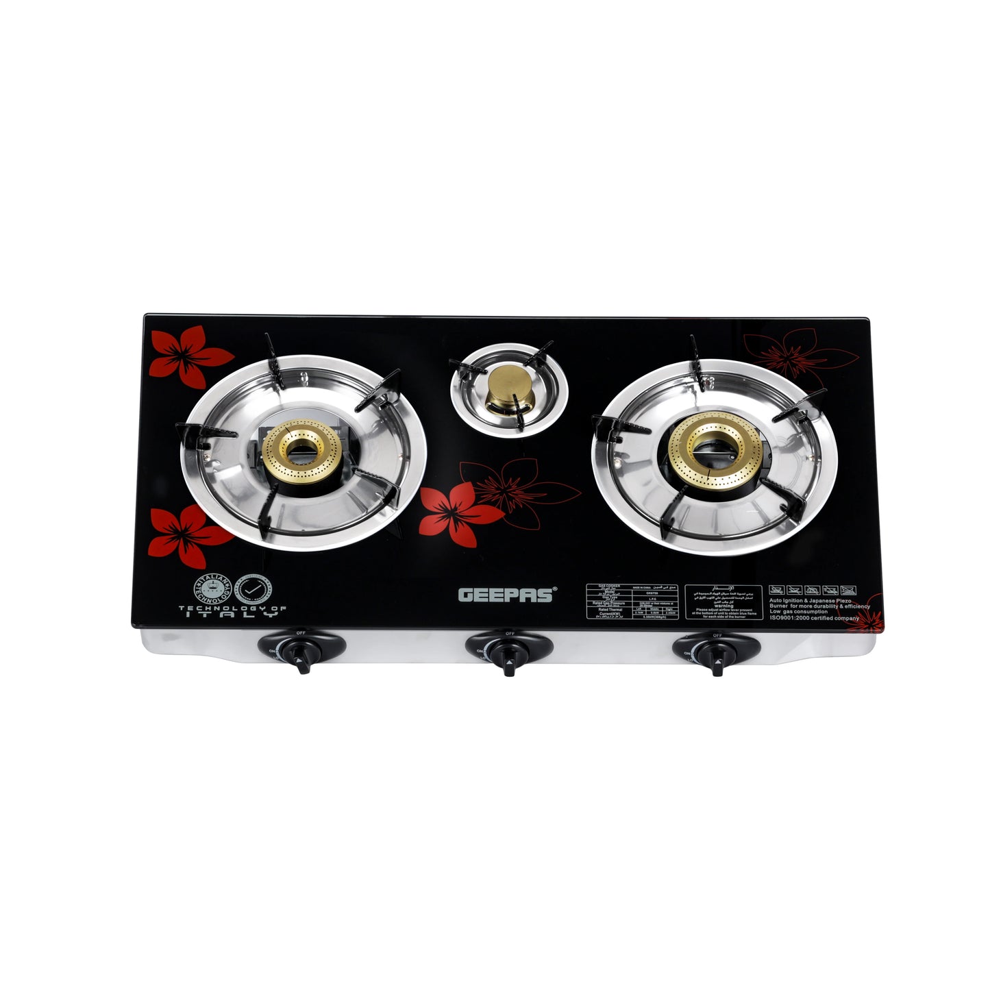 Geepas Gas 3 Burner Glass Top - GK6759