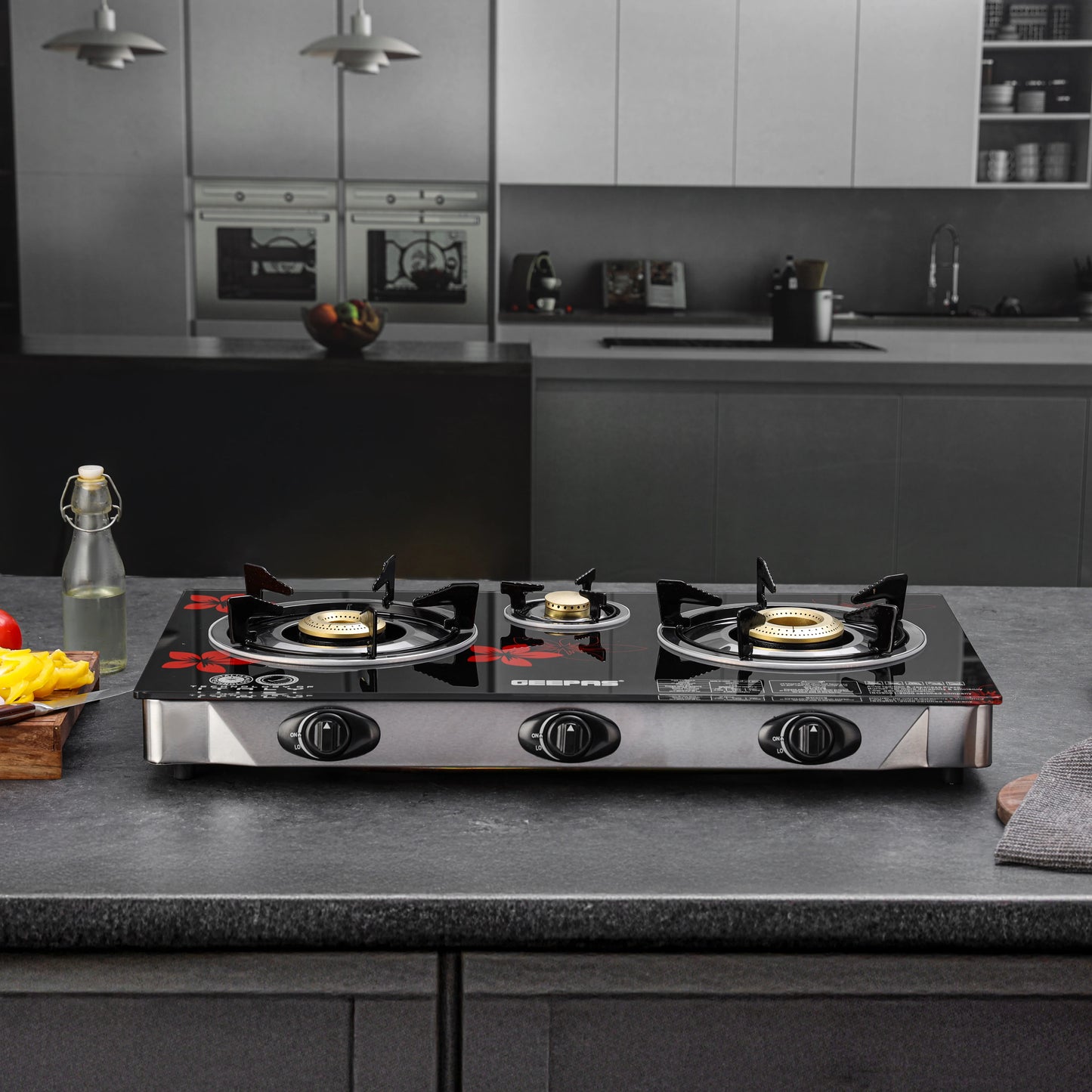 Geepas Gas 3 Burner Glass Top - GK6759