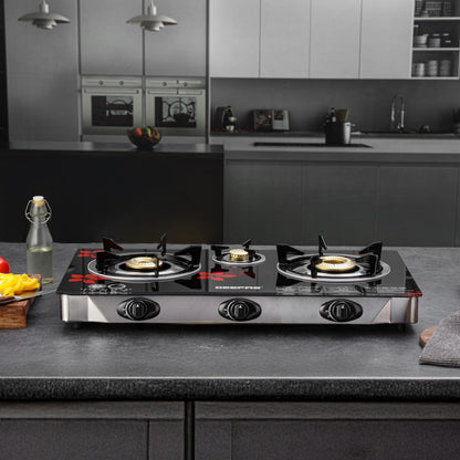 Geepas Gas 3 Burner Glass Top - GK6759