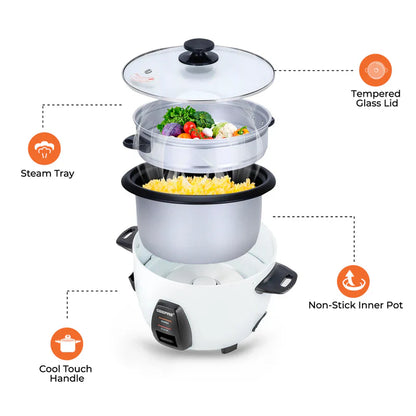 Geepas 1L Electric Rice Cooker Cook, Warm and Steam - GRC4325