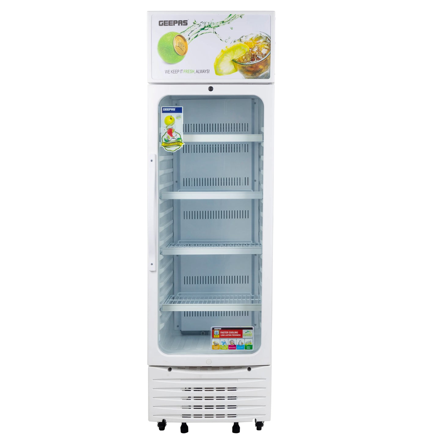 Geepas 280L Upright Showcase Refrigerator  - GSC6548