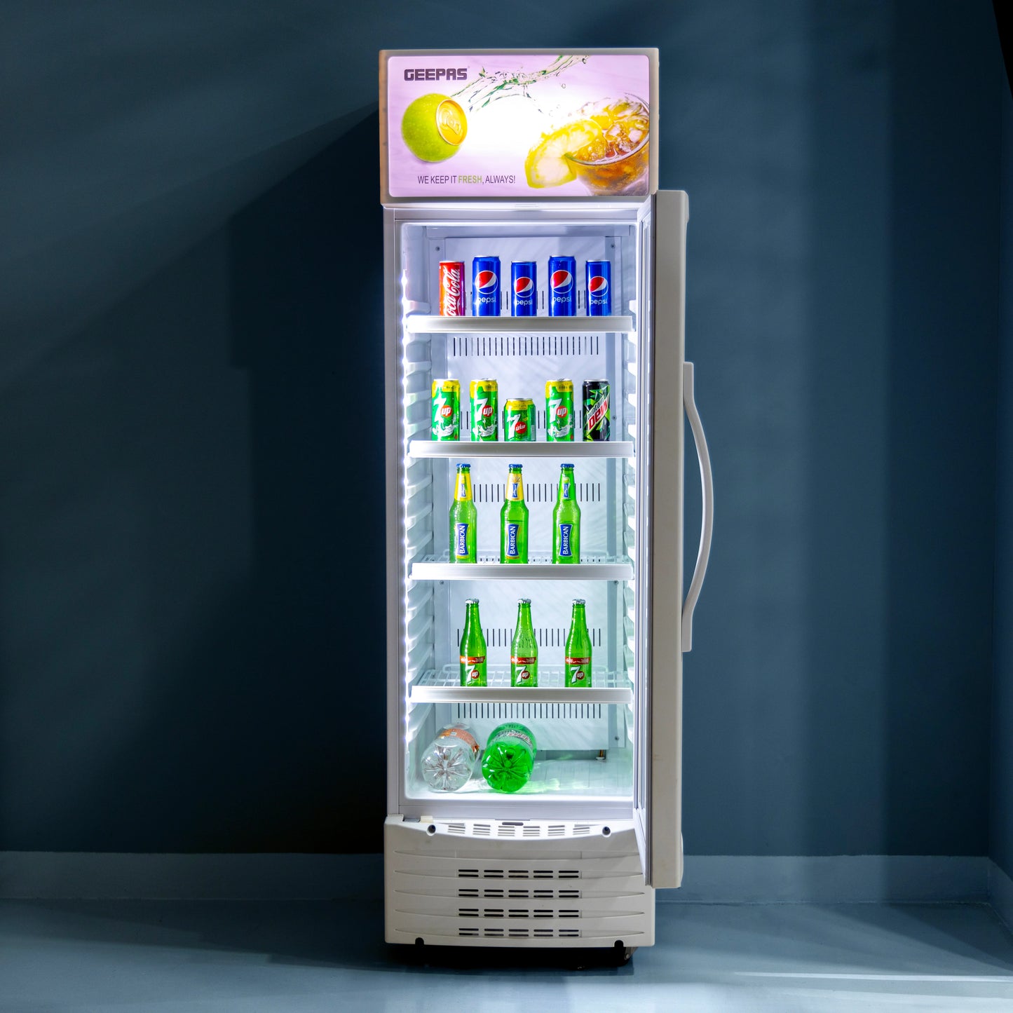 Geepas 280L Upright Showcase Refrigerator  - GSC6548