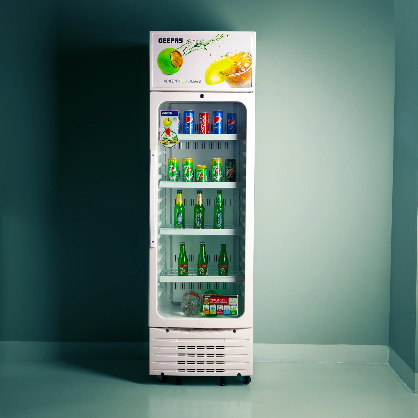 Geepas 280L Upright Showcase Refrigerator  - GSC6548