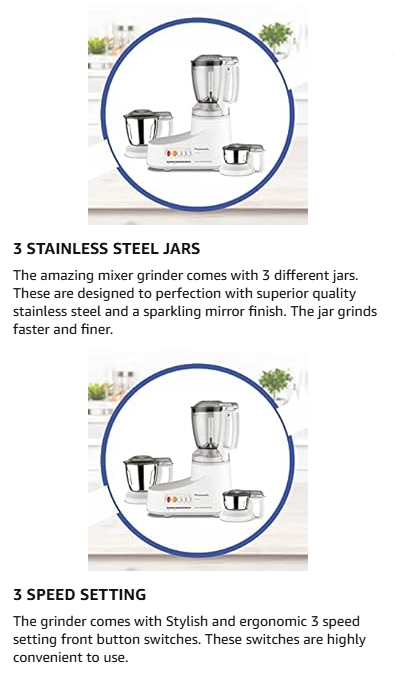 Panasonic Super Mixer Grinder 3 Jars - MXAC300