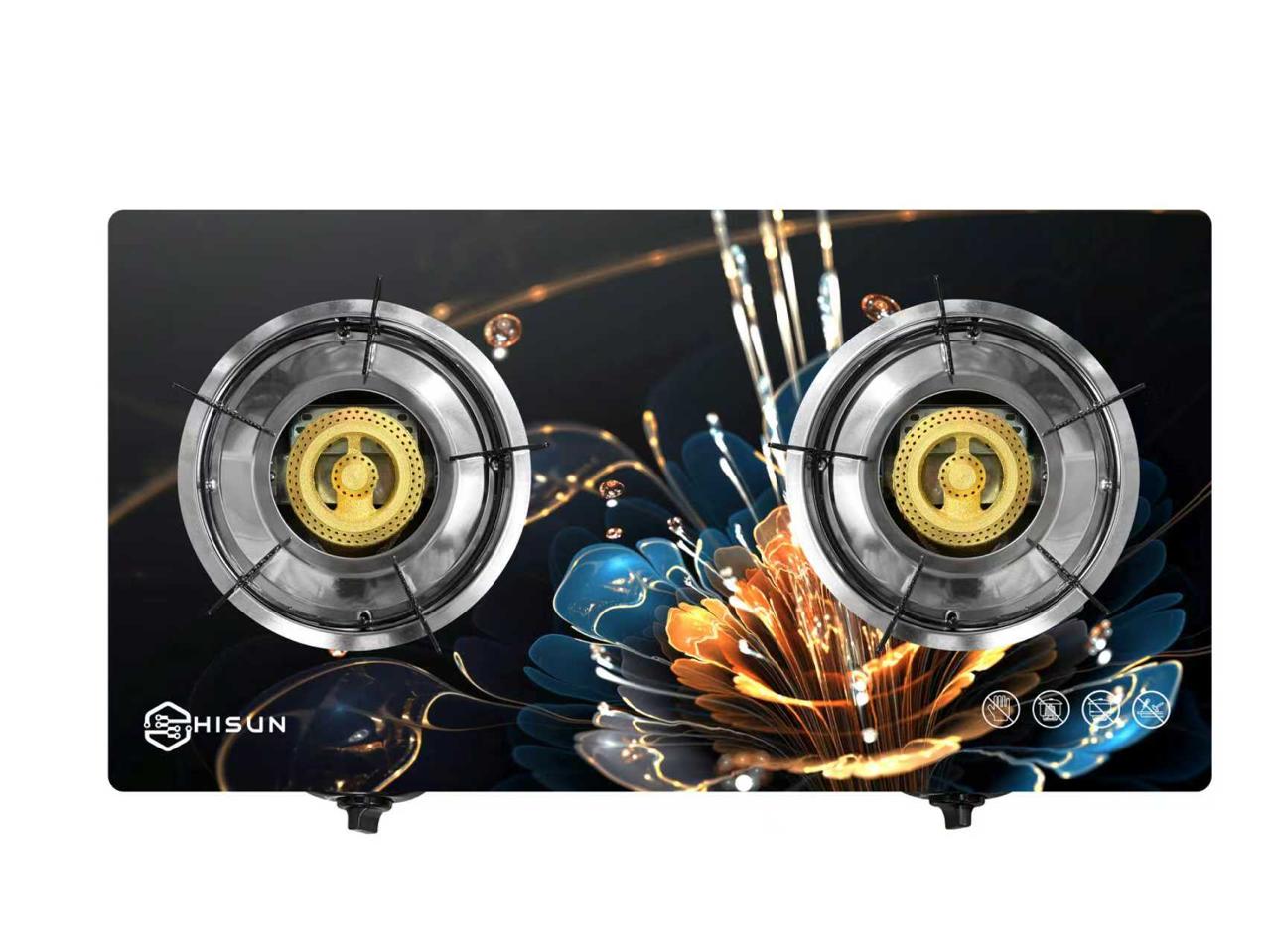 Hisun Two Burner Gas Stove Blue and Orange Flower - ATB251