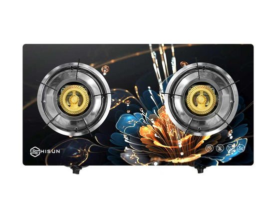 Hisun Two Burner Gas Stove Blue and Orange Flower - ATB251