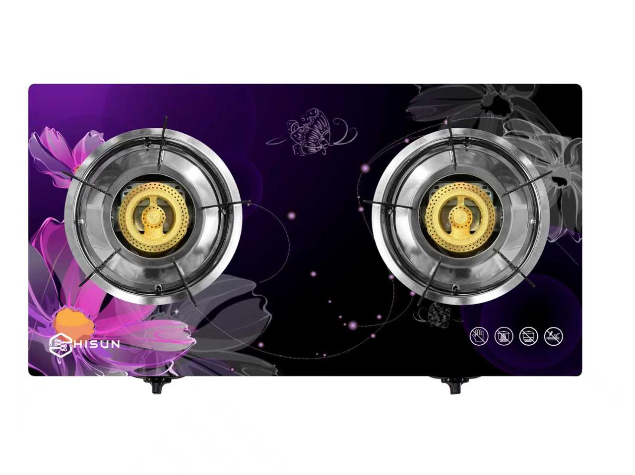 Hisun Two Burner Gas Stove Purple Flower - ATB251