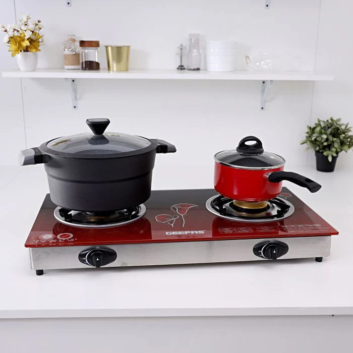 Geepas Double Gas Burner Glass Top  - GK5602