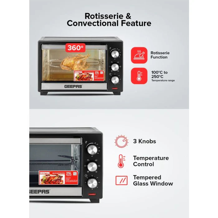 Geepas 25L Electric Oven Rotisserie - GO34040