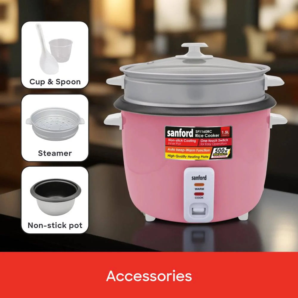Sanford 1.5L Automatic Rice Cooker Glass Top - SF1160RC