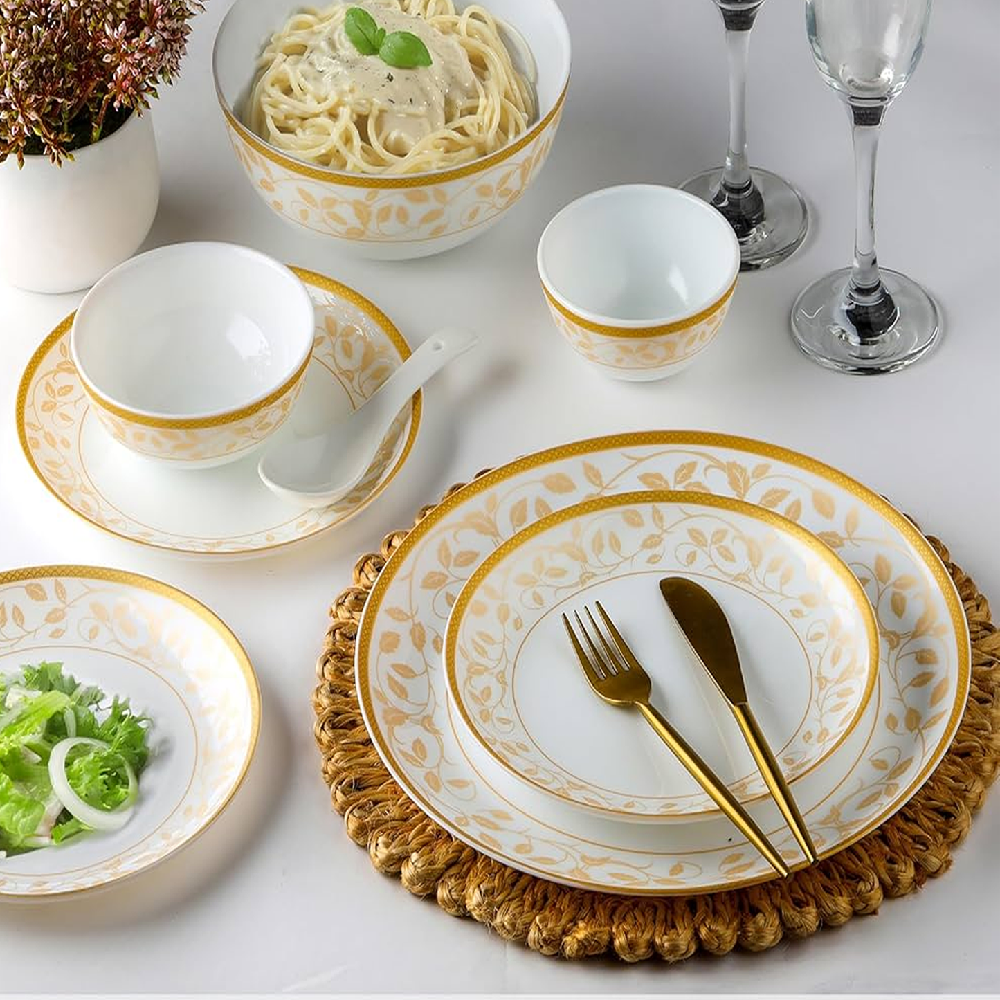 Cello 33pcs Royal Amber Gold Dinner Set (Divine Series)